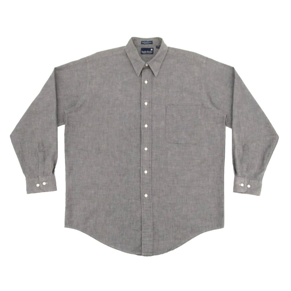 Vintage Stanley Blacker Shirt Mens Sz 15.5 Gray Chambray Classic Button Down USA